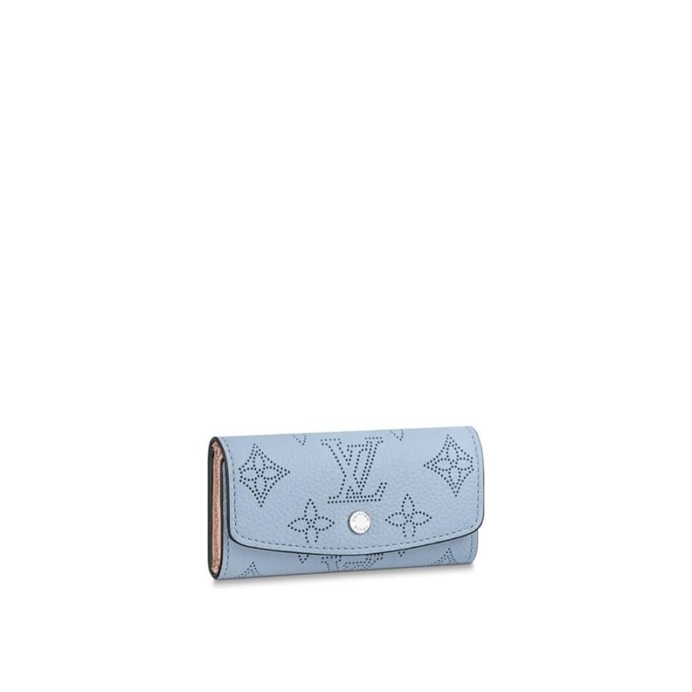 Louis Vuitton Key Case Key Holder Blue Nuage Silver Monogram Mahina Leather